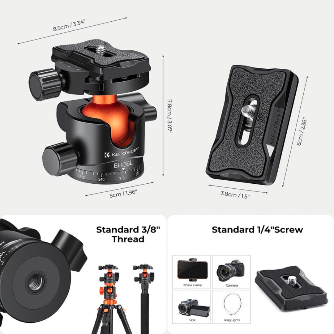 K&F Concept 36mm Metal Tripod Ball Head KF31.044V1 - 5